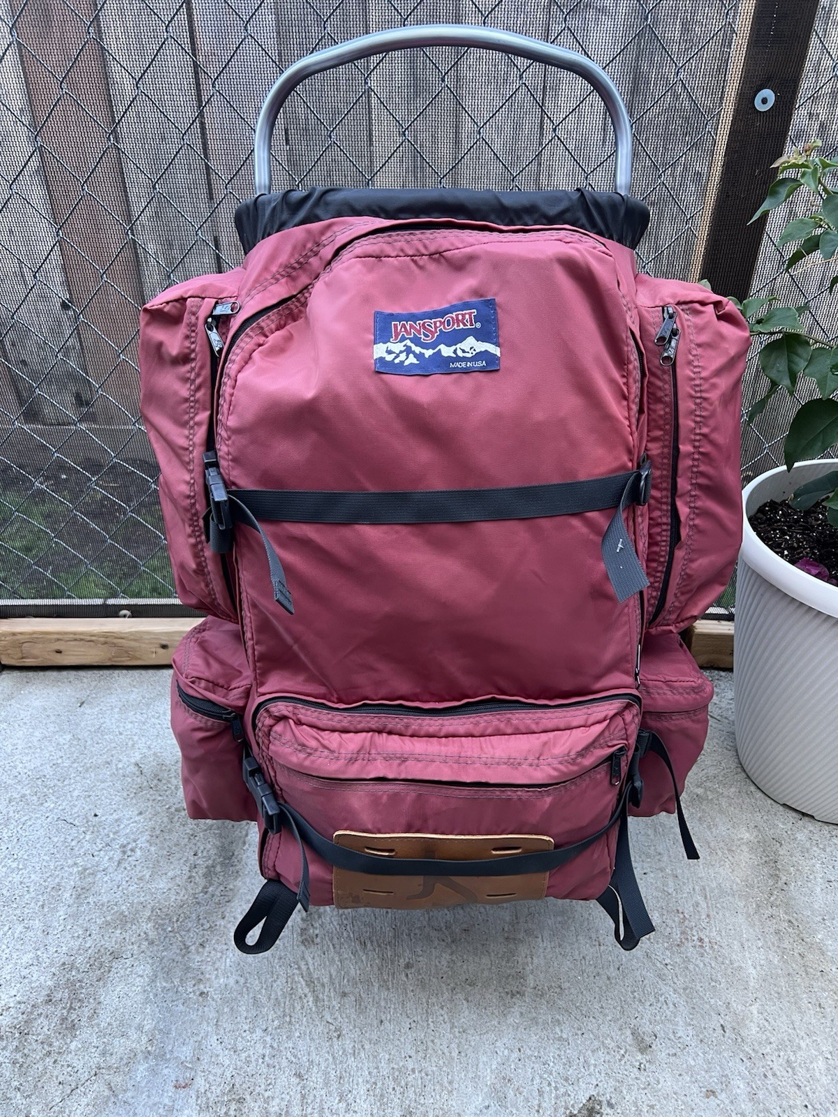 Vtg Jansport External Frame Red Camping Backpack Hip Wings