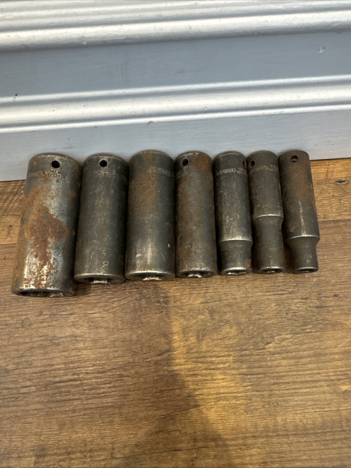Snap-on 1/2" Drive Impact Deep Well Sockets SIM Lot of 7 1” 13/16 11/16 1/2 7/16