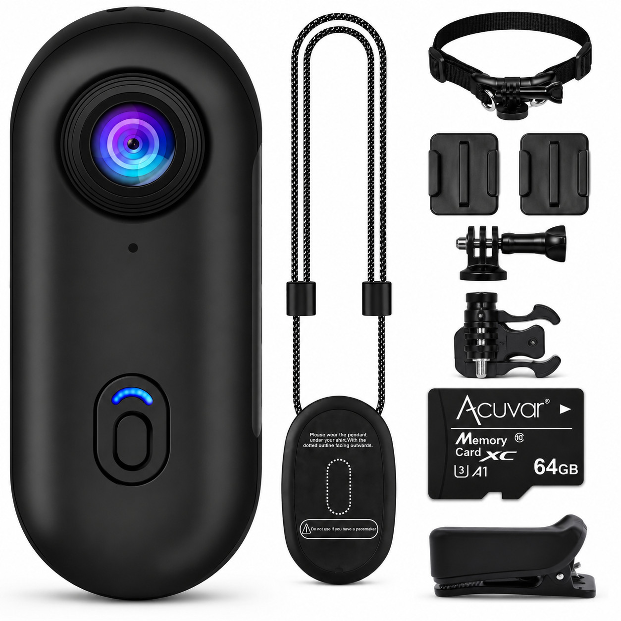 64GB 4K/1080P FHD Mini Body Camera Wearable Action Cam | POV Hands-Free Thumb-S
