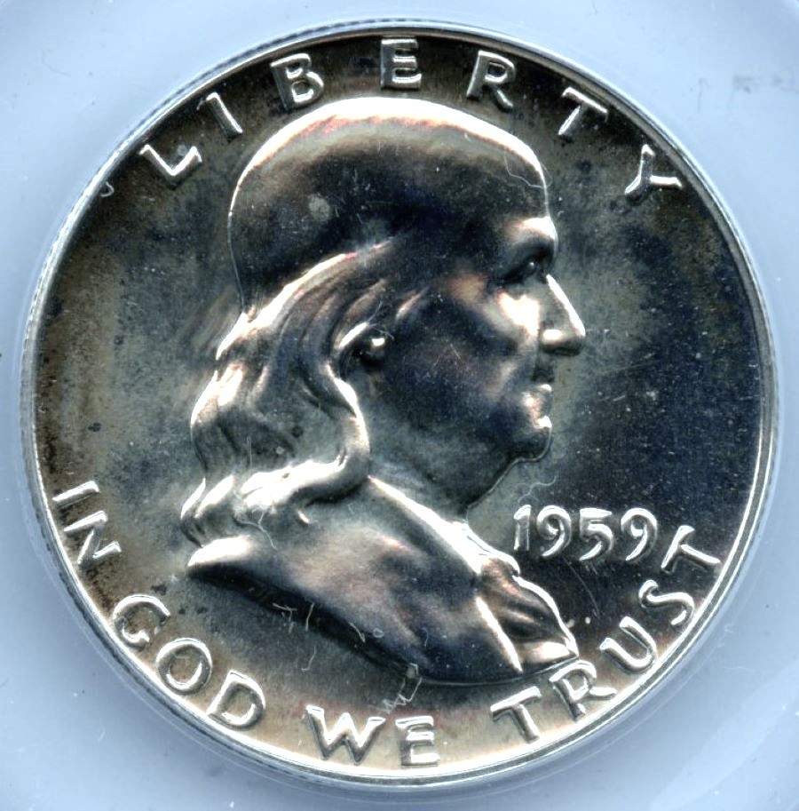 1959 Franklin Half Dollar, ANACS PF67