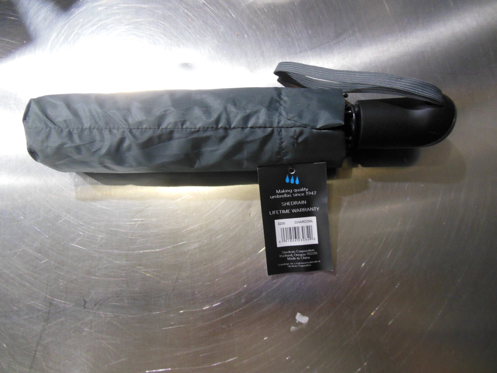 SHEDRAIN RAIN ESSENTIALS AUTO OPEN UMBRELLA CHARCOAL LIFETIME WARRANTY
