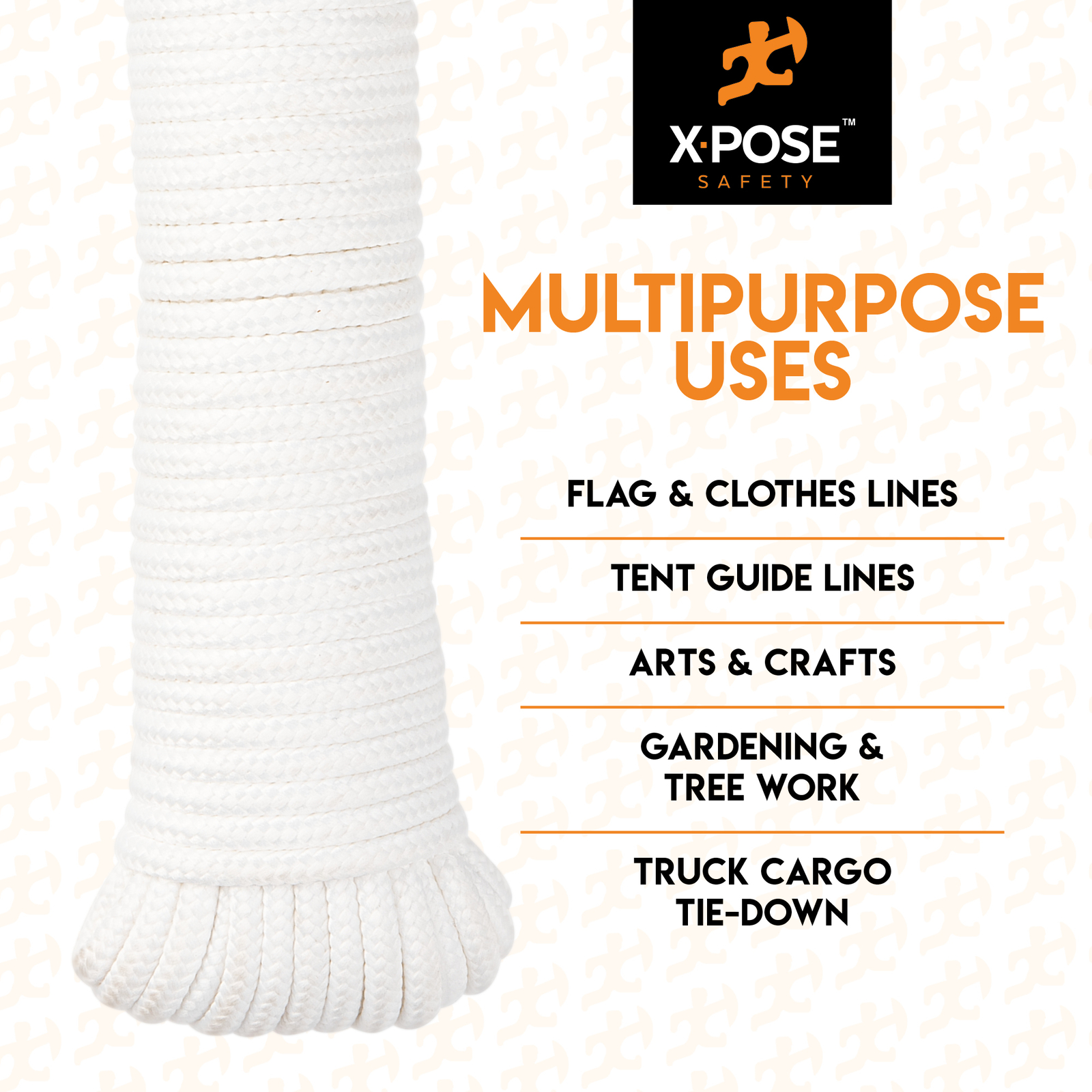 Diamond Braided Clothesline Rope - 100 Ft Rope - Polypropylene Rope