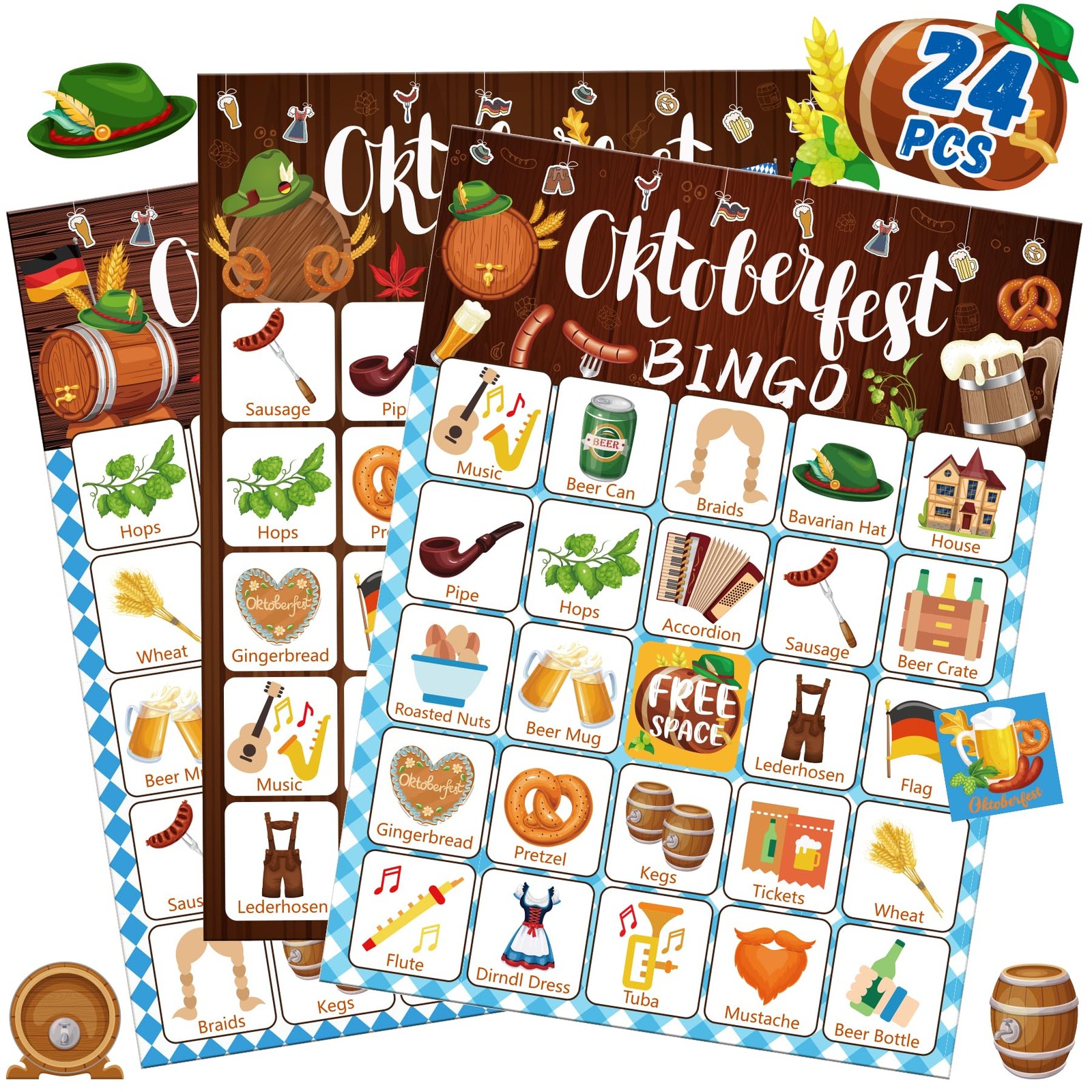 Oktoberfest Games for 24 Players Oktoberfest Bingo Cards for Large Group for ...