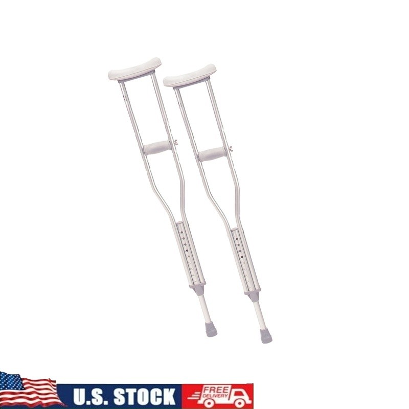 Lightweight Adjustable Crutches Durable Aluminum Non-Skid Tips Comfortable Pads
