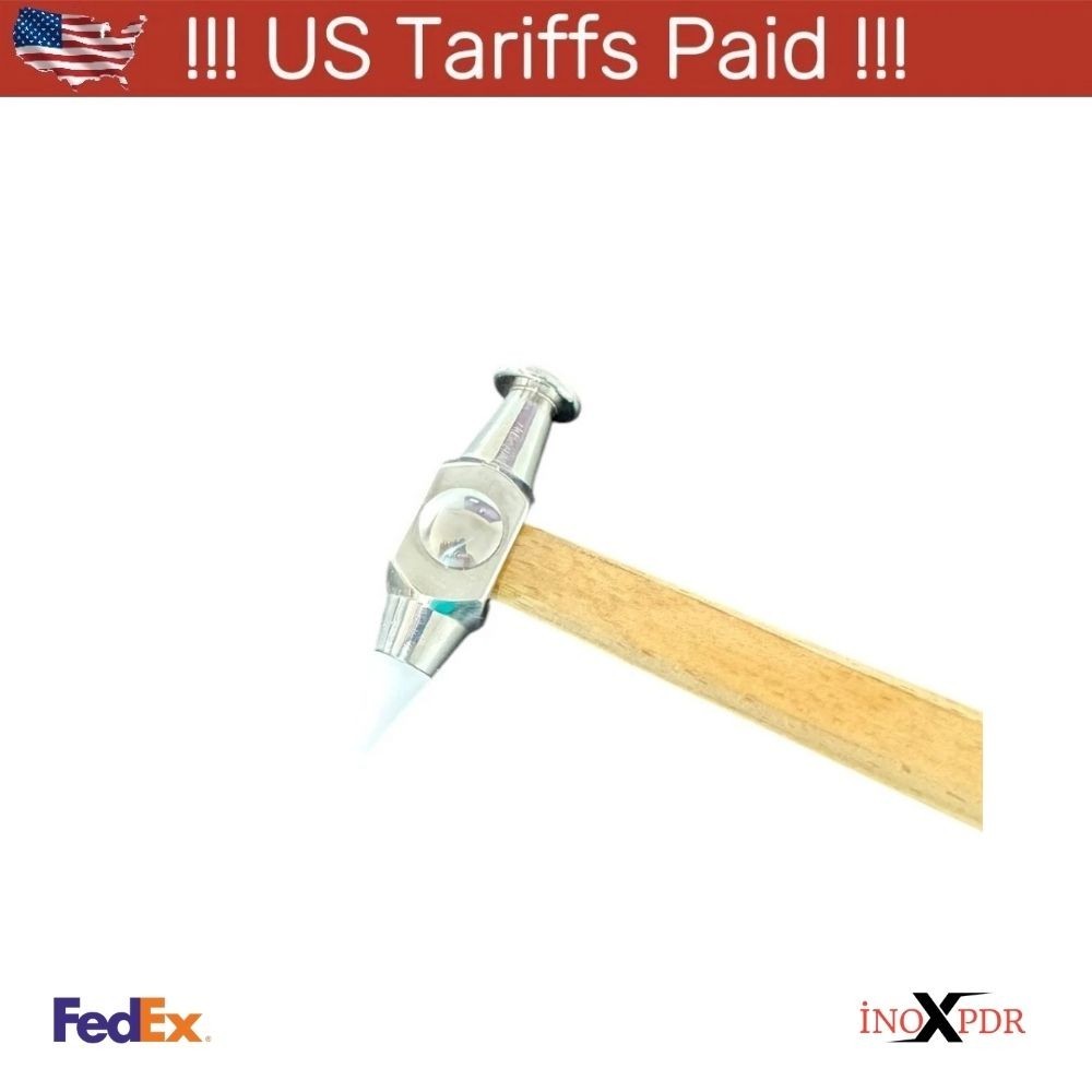 2-Piece Stainless Steel PDR Knockdown Hammer Set with Wooden Handles – 5/16