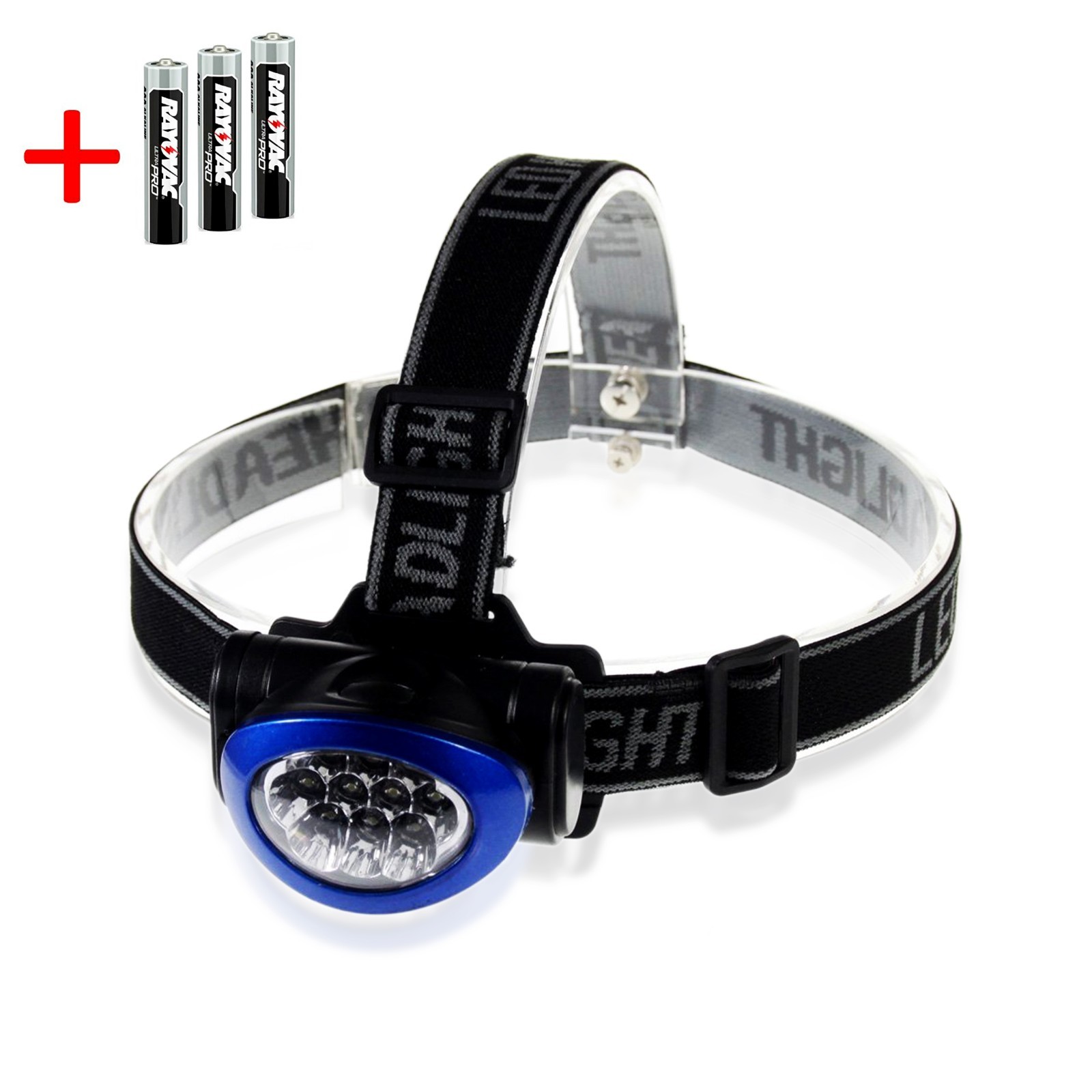 Water Resistant Led Headlamp Flashlight, Batteries Included Hi, Lo Beam Flashing