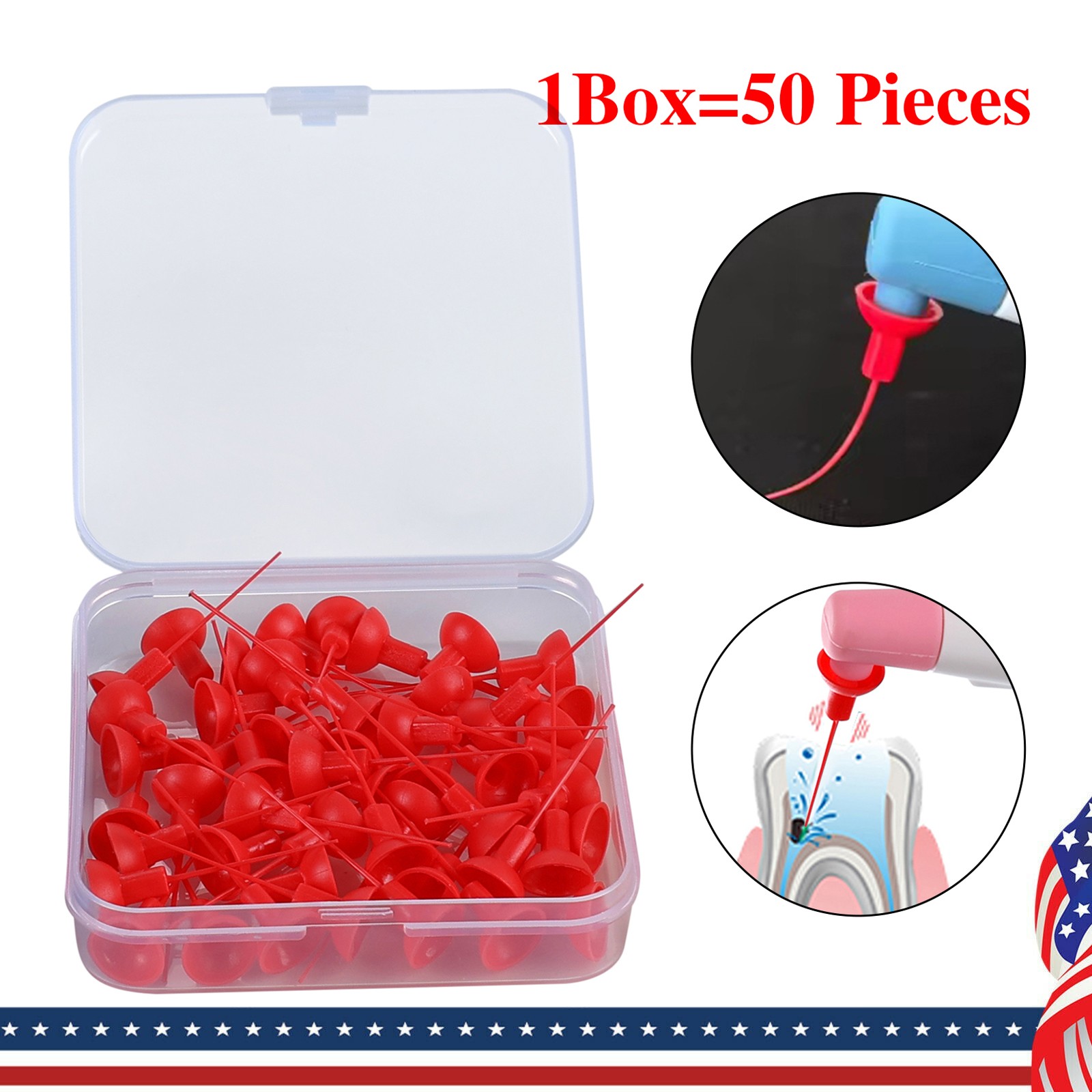 50Pcs Dental Activator Tips Ultra Sonic Activator Irrigator Needle Tip MediumRed