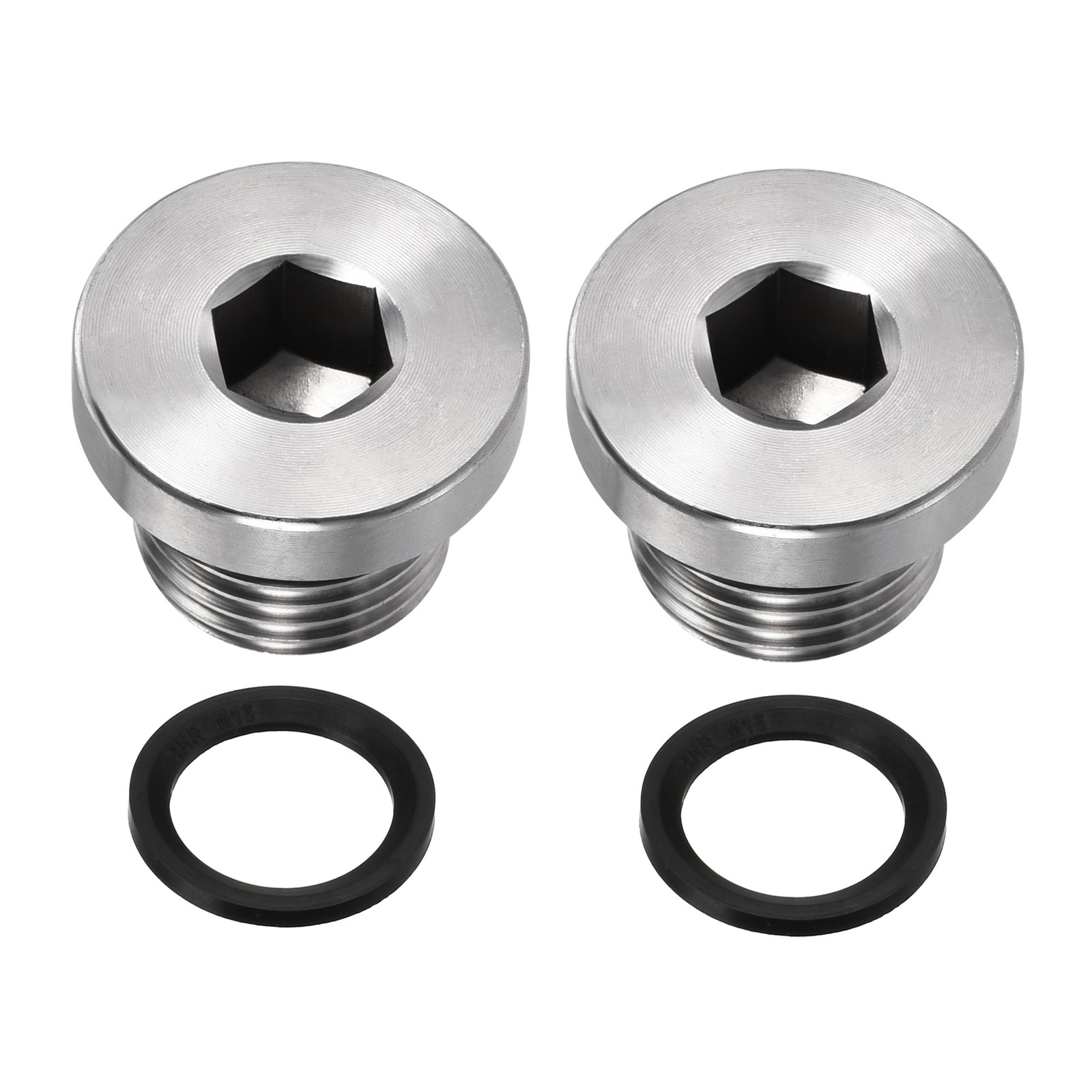 2 Pcs M16 x 1.5 Stainless Steel Internal Hex Head Socket Pipe Fitting (Silver)