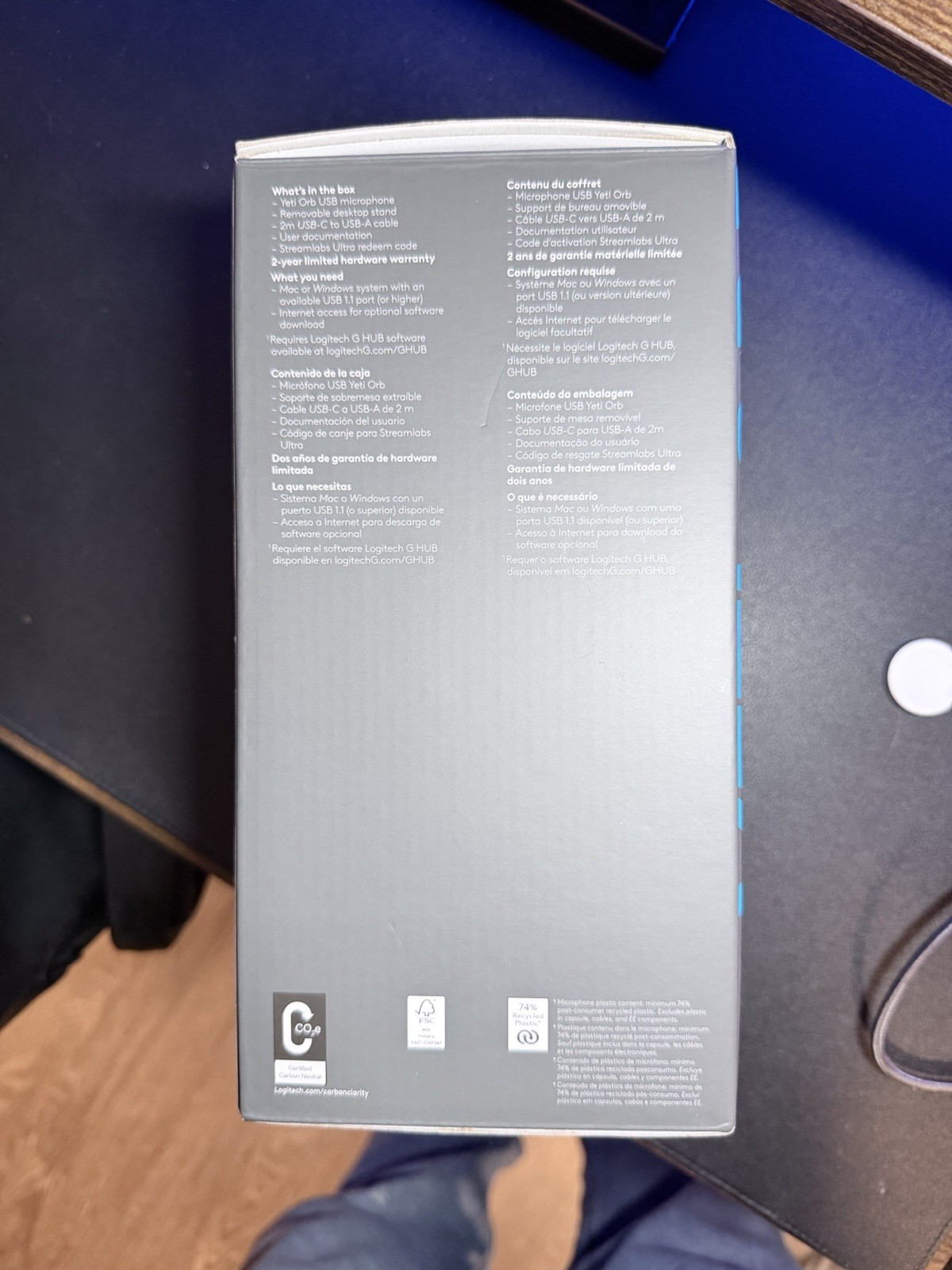 Logitech Yeti Orb USB-C RGB Microphone LIGHTSYNC Blue VOICE Black PC Mac