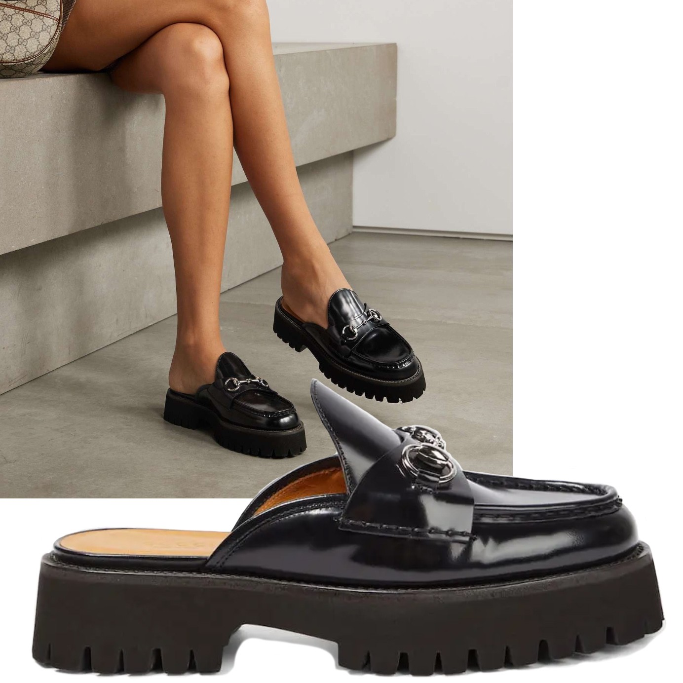 GUCCI SHOES BLACK LEATHER SYLKE LOAFERS SLIP ON w HORSEBIT $990 sz 40 10