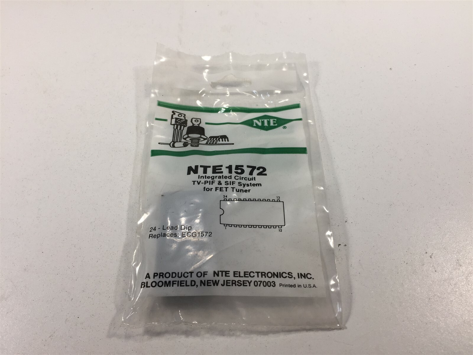(1) NTE NTE1572 Integrated Circuit TV Video IF, Sound IF (FET Tuner)