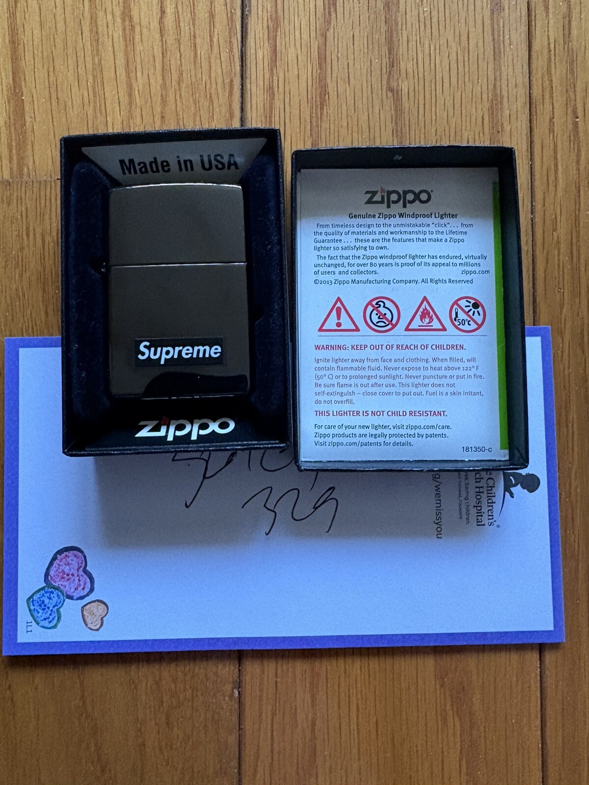 New Supreme x Zippo Gun Metal Gunmetal Black Box Logo Lighter