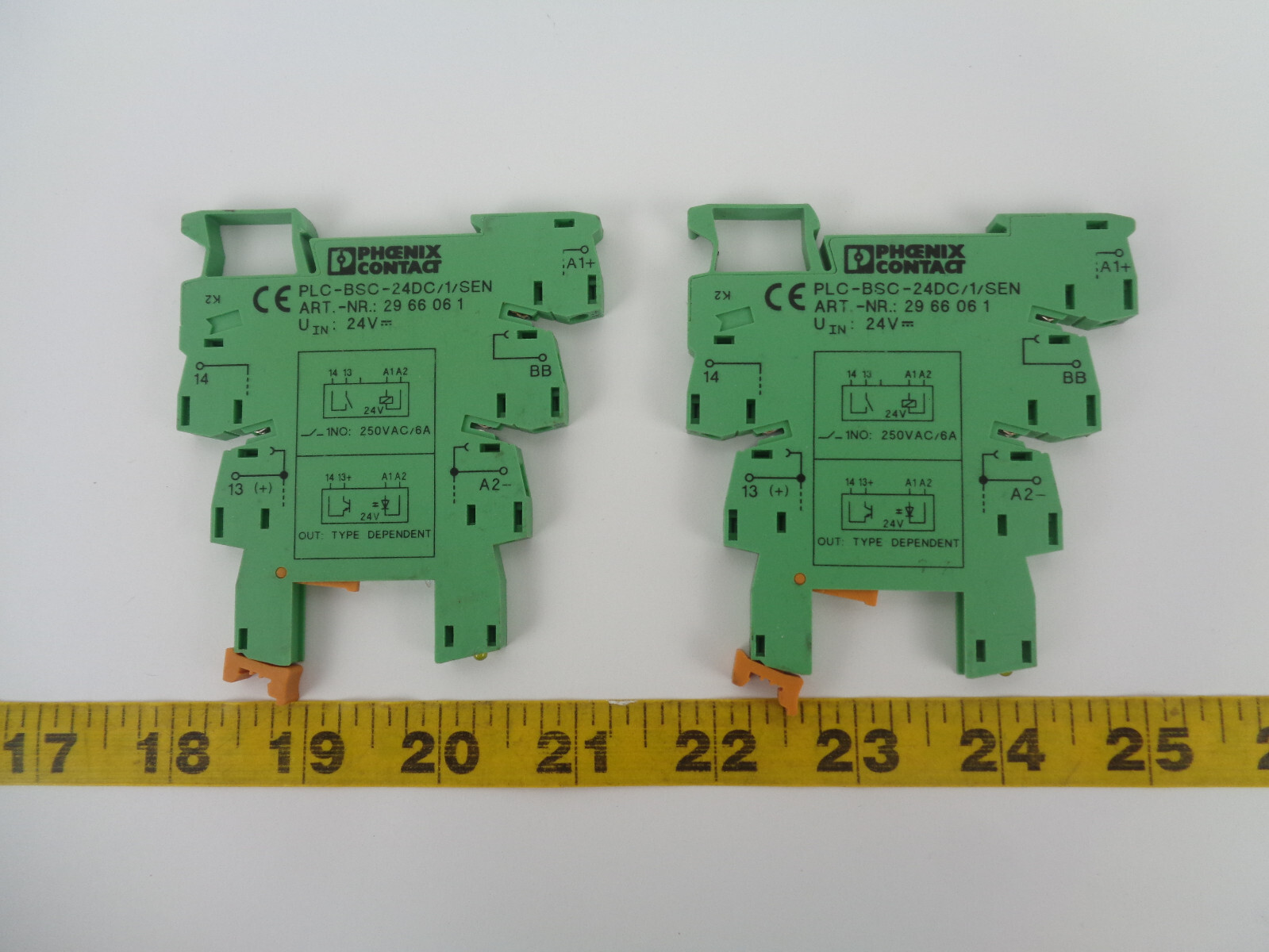 Lot of 2 New NOS Phoenix Contact Relay 24V PLC-BSC-24DC/1/SEN ART -NR 29 66 06 1