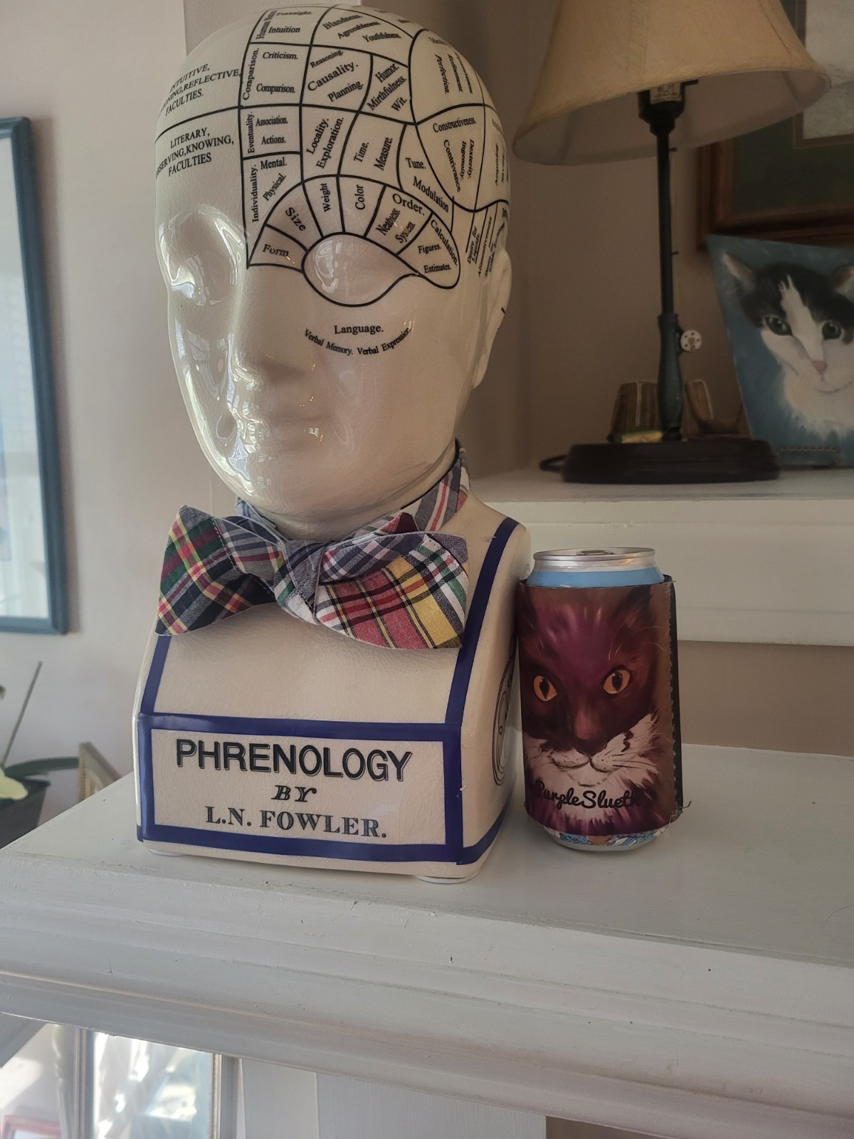 L.N. Fowler Phrenology Scientific Psychology 14'' Bust Headb comes With Bow Tie