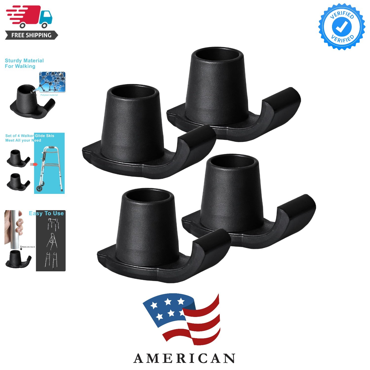 4 Pack Walker Skis Glides for Folding Walkers, Essentials Universal Walker Ac...