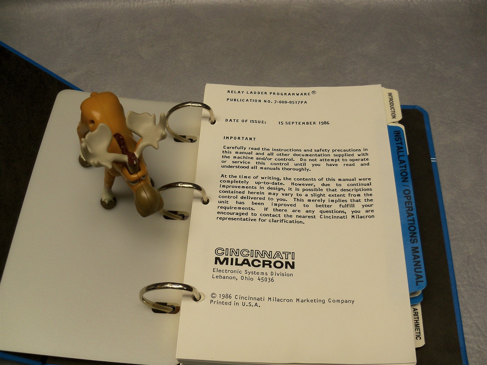 Cincinnati Relay Ladder Programware 7-000-0517MA Installation / Operation Manual