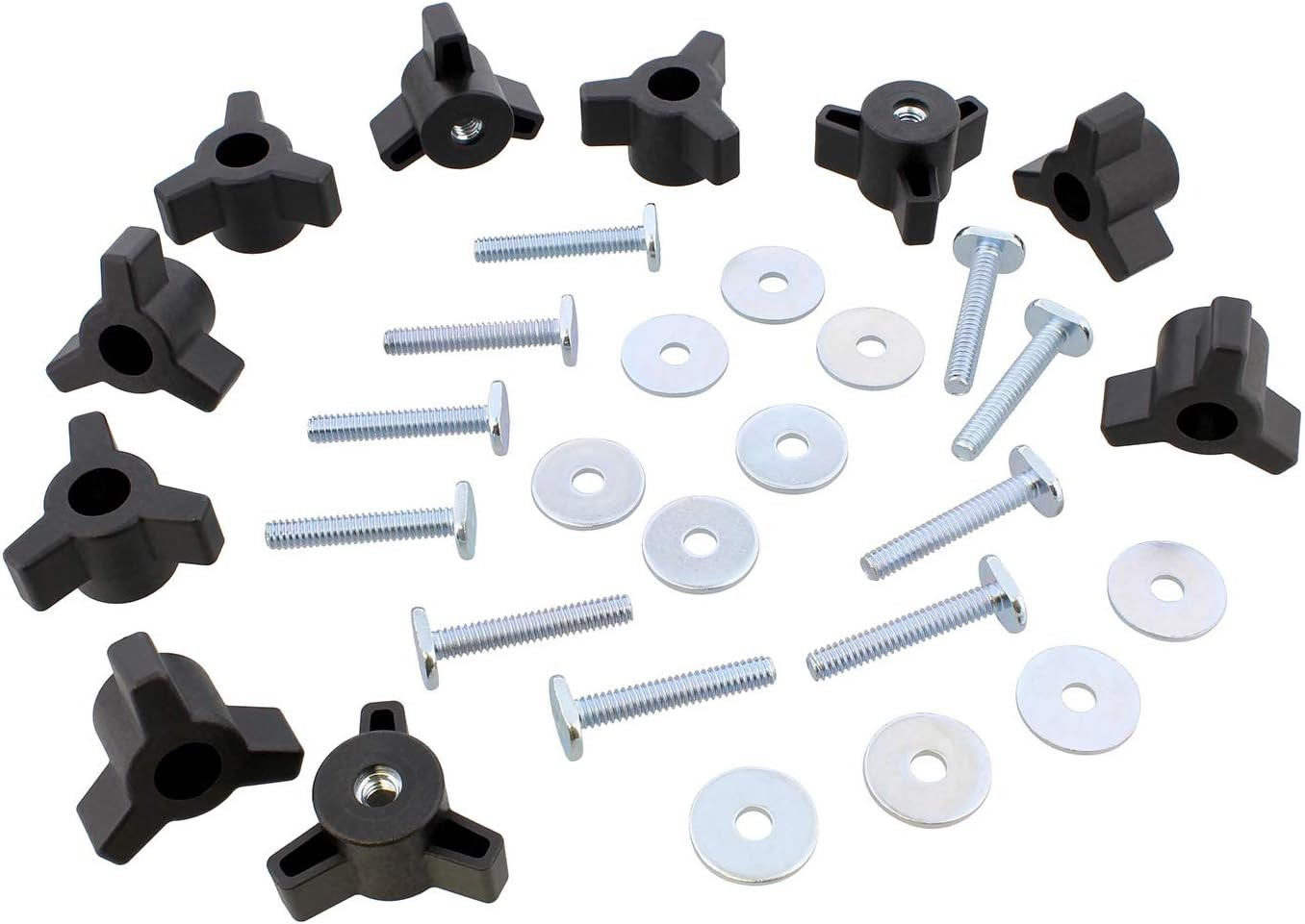 3 Star Knobs Kit - 10Pk 1/4In-20 Threaded Knob Set with Jig Knobs and Bolts for