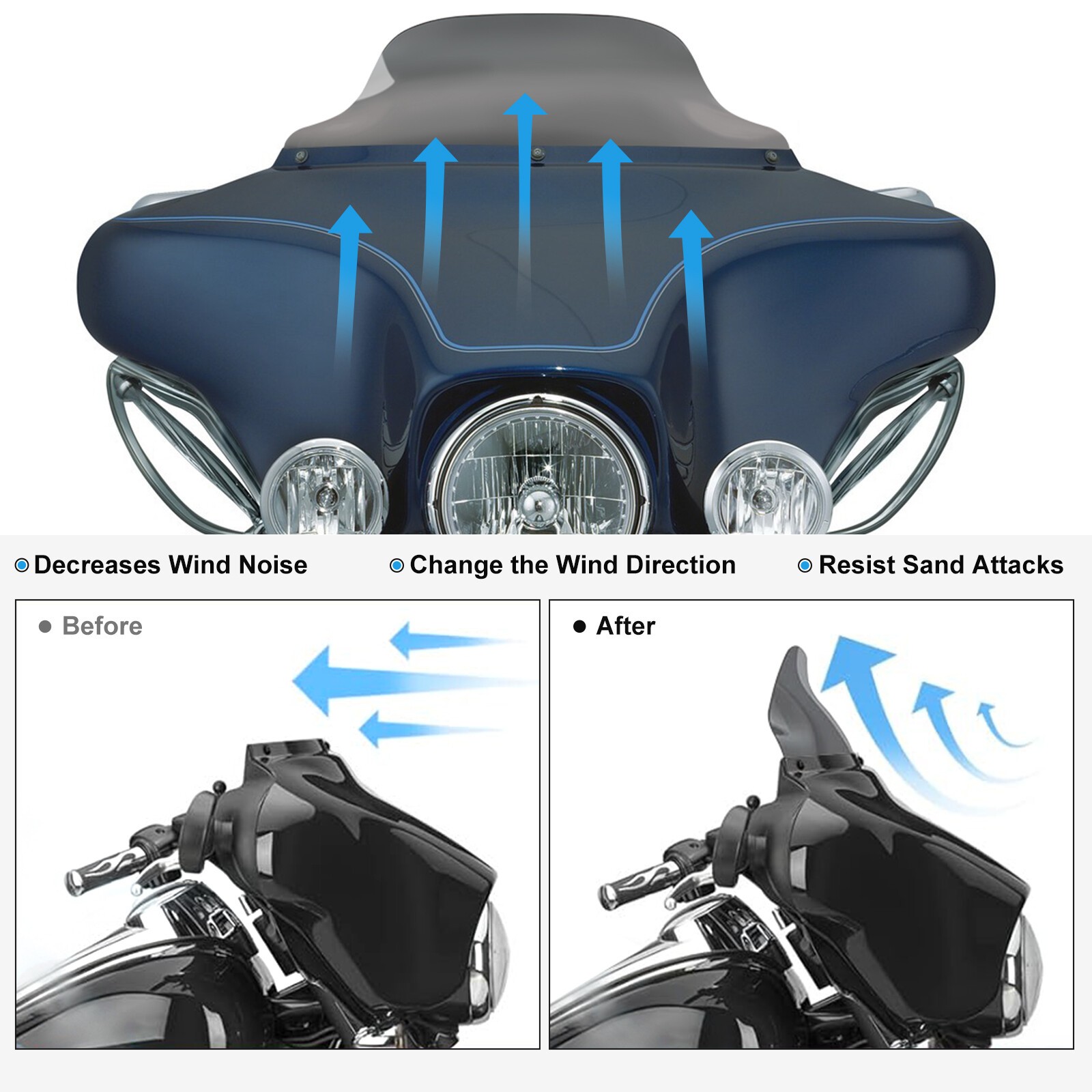 8" Wave Windshield Windscreen For-Harley CVO Ultra Classic Electra Glide FLHTCU