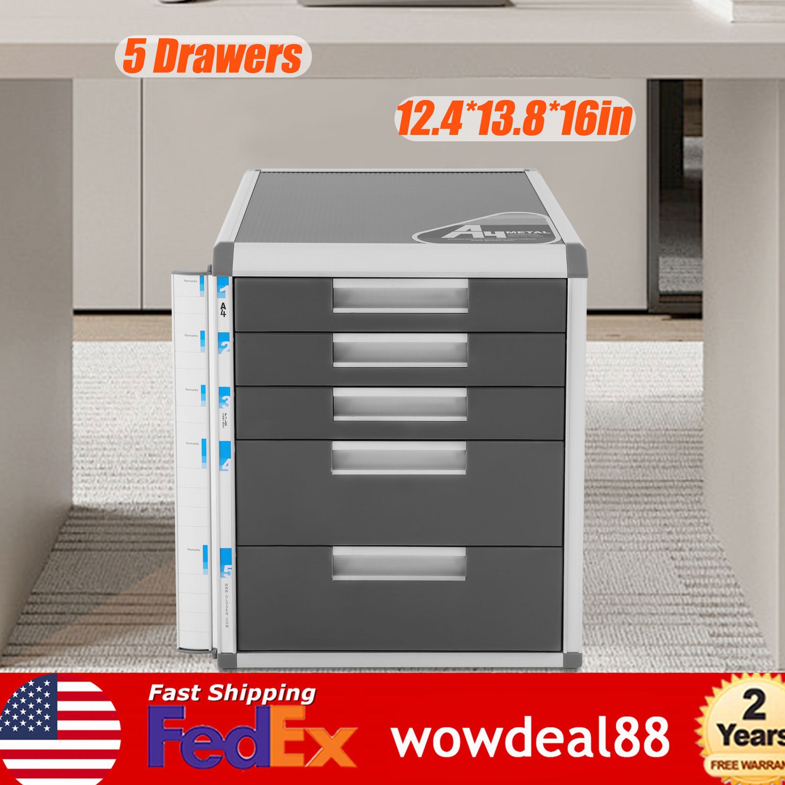 File Cabinet Lateral Storage Office Storage 5 Drawer Filing Cabinet Desktop NEW