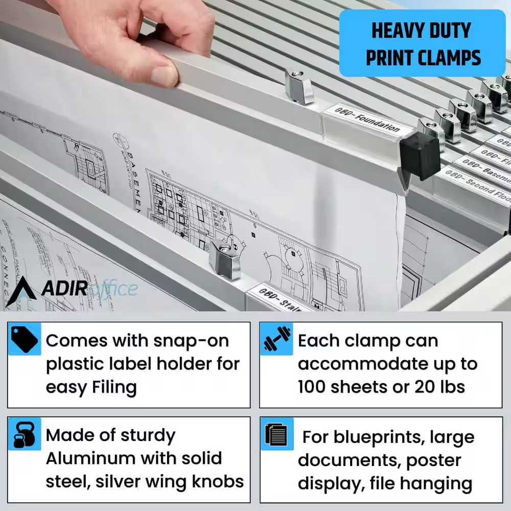 30 In. Aluminum Blueprint Hanging Clamps (6-Pack)