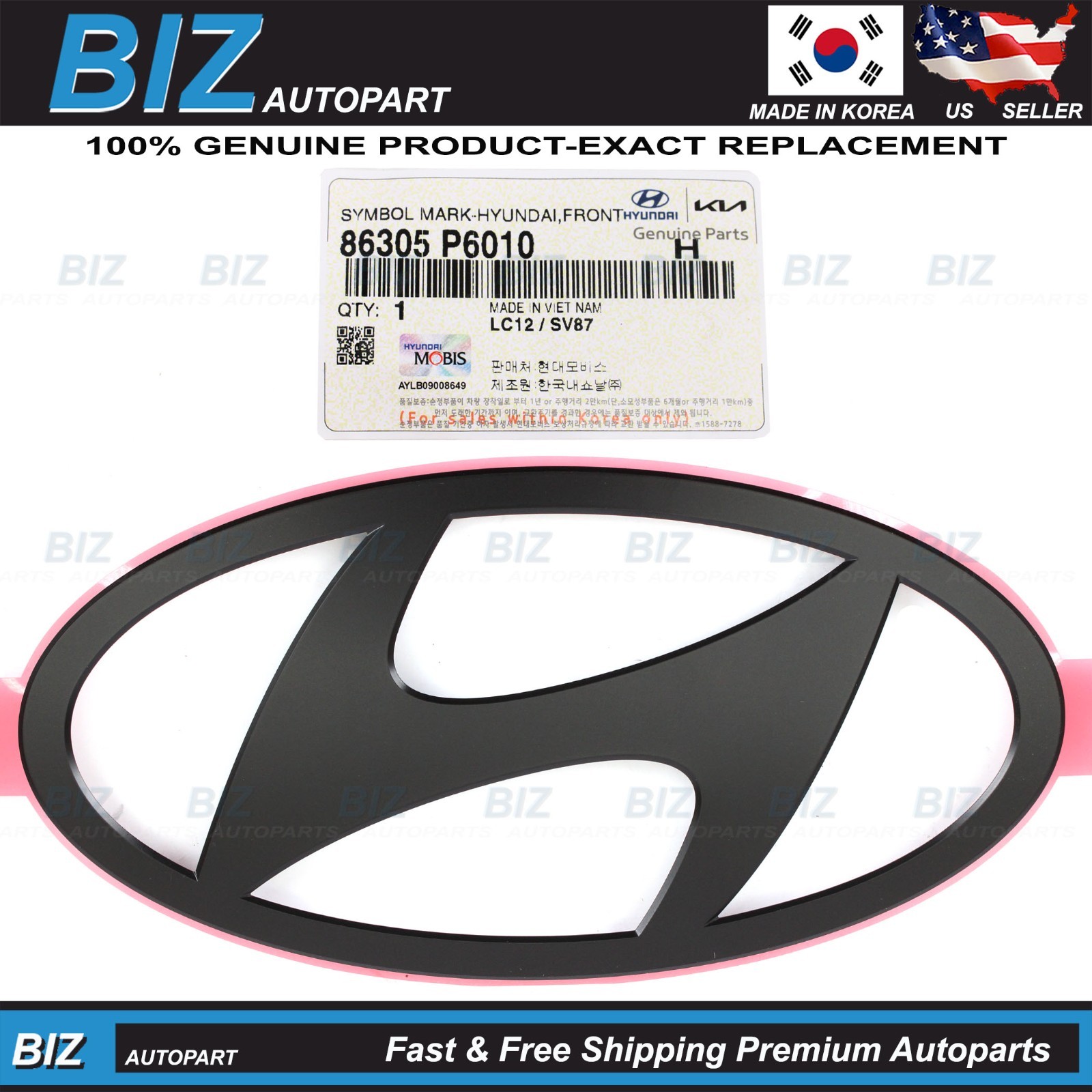 Genuine Front Emblem MATTE BLACK for 2024-2026 Hyundai Santa Fe 86305-P6010