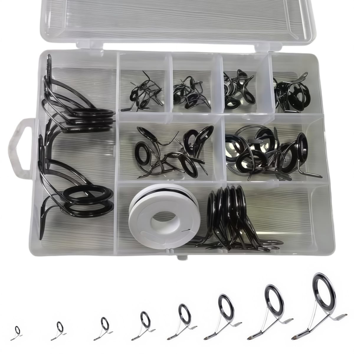 Houderrong Baitcasting Rod Casting Eyes Replacement kit, Black-Casting