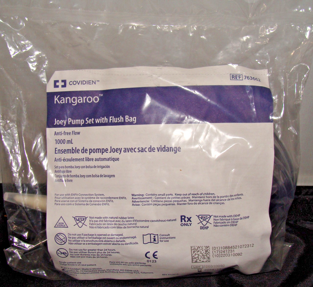 KANGAROO JOEY COVIDIEN EXTERNAL FEED/FLUSH BAG SET 1000ML