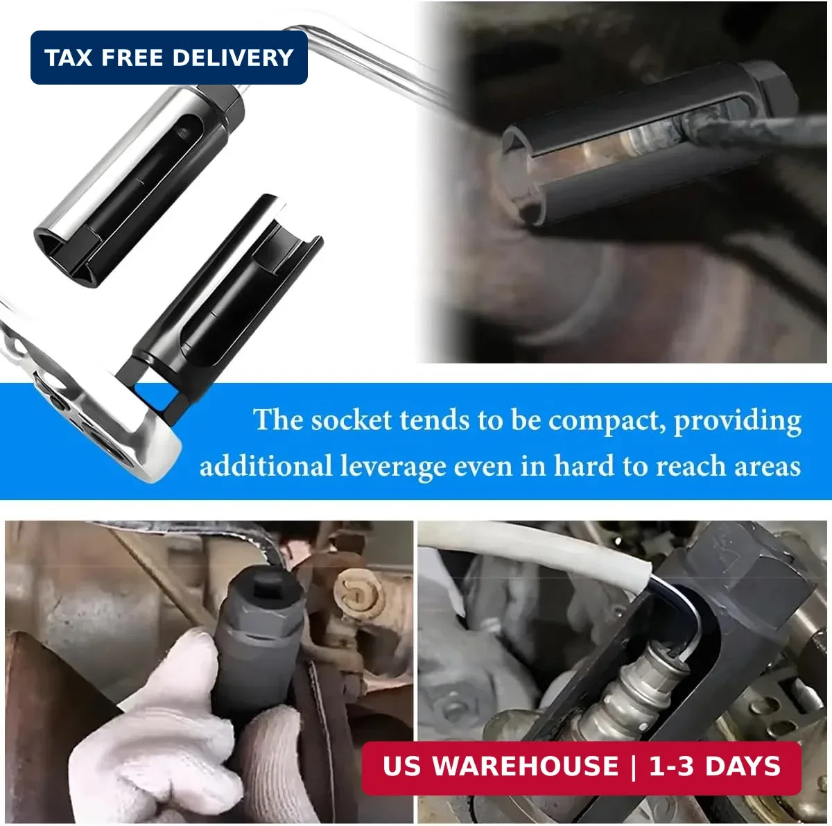 Oxygen Sensor Socket, Chromed-Vanadium Steel Oxygen Sensor Wrench Removal Tool w