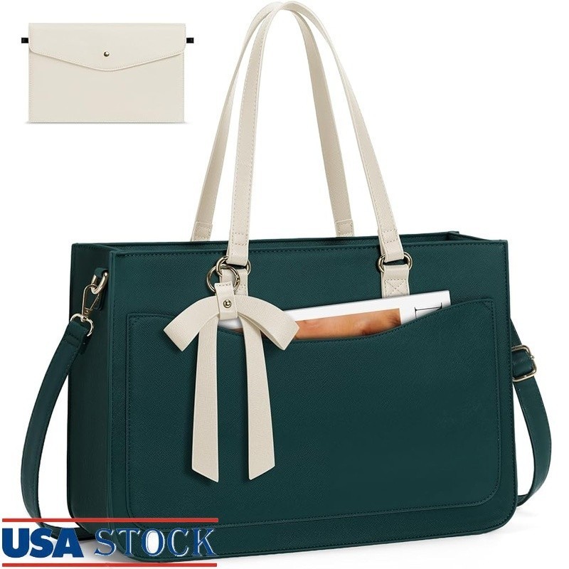 Women Laptop Tote Bag Waterproof Leather Briefcase Multi-Pocket Work Bag Travel