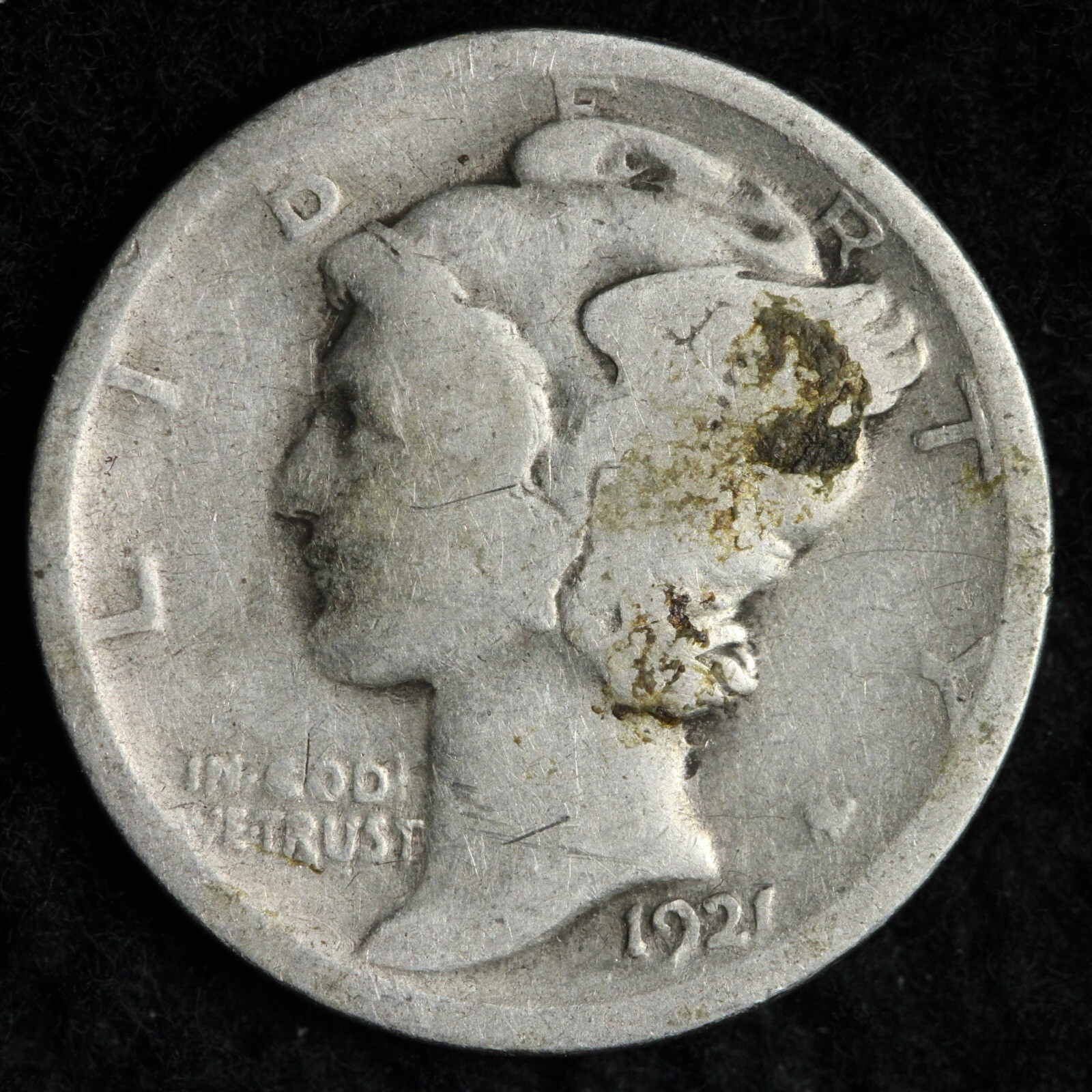 1921 Mercury Silver Dime GOOD E336 SACM