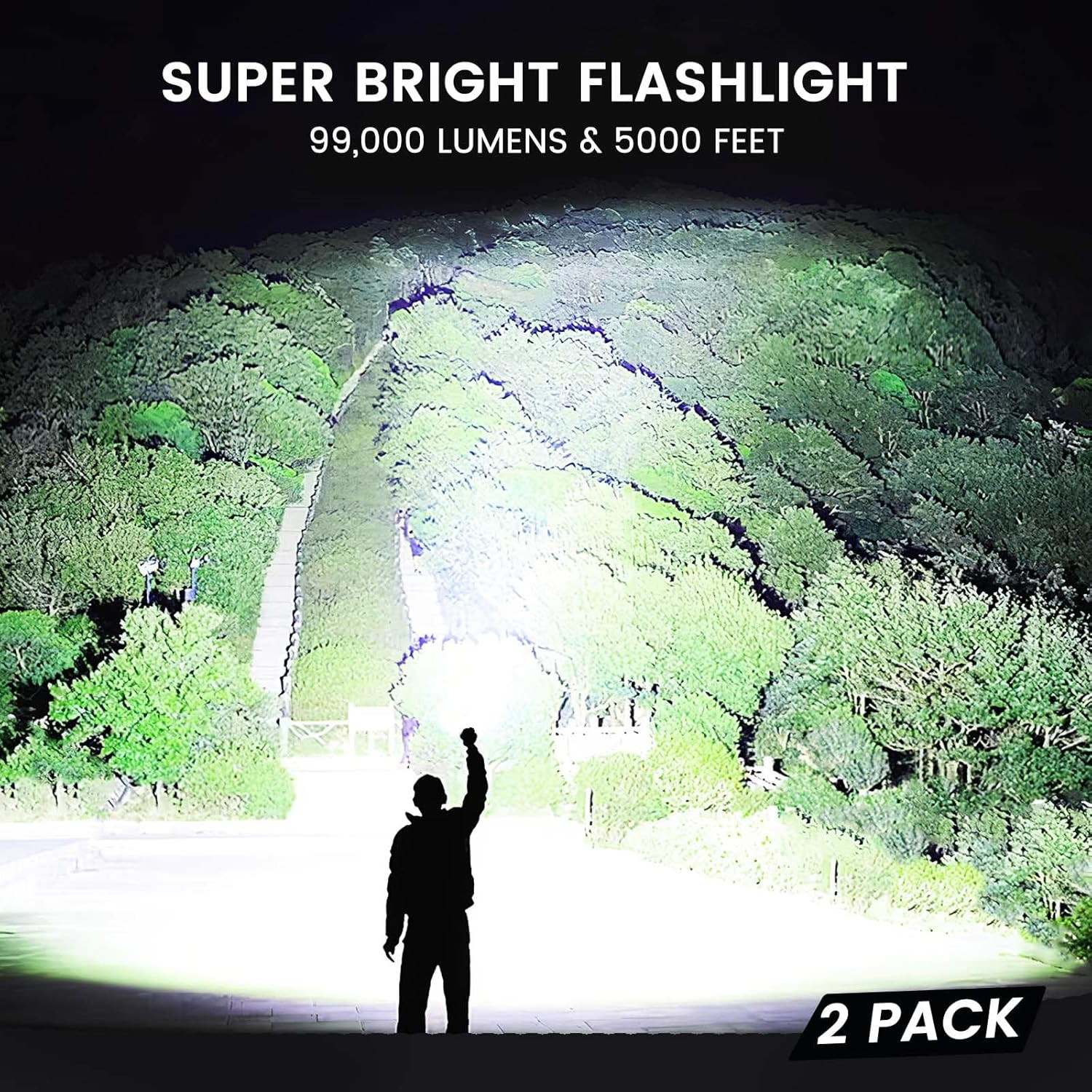SKYFIRE 99000LM LED Flashlight Rechargeable Zoom Fire Starter Waterproof