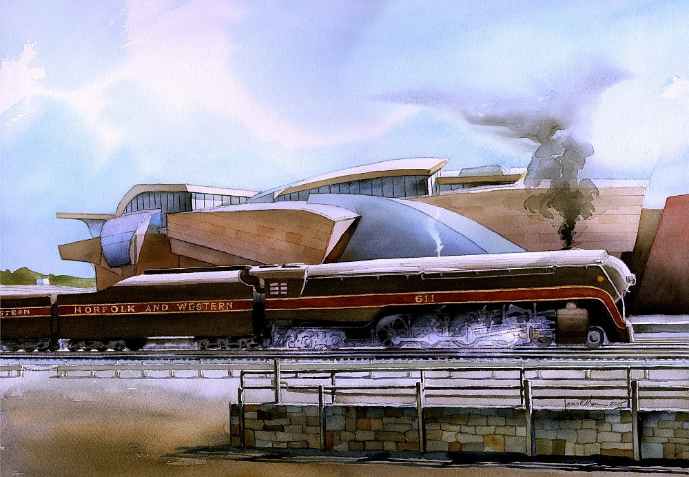 Norfolk & Western #611, Taubman Museum, Roanoke VA. James Mann Train Notecards