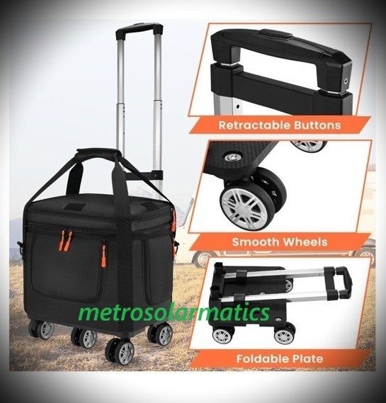 Carry Case Travel Bag w/Detachable Roll Cart for Jackery E1000 V2 Power Station