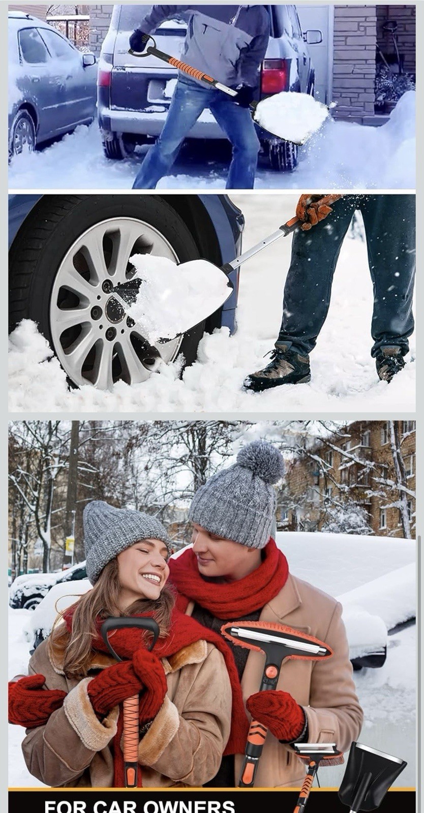42'' Ice Scraper and Extendable Snow Brush Emergency Snow Shovel Snow Broom New