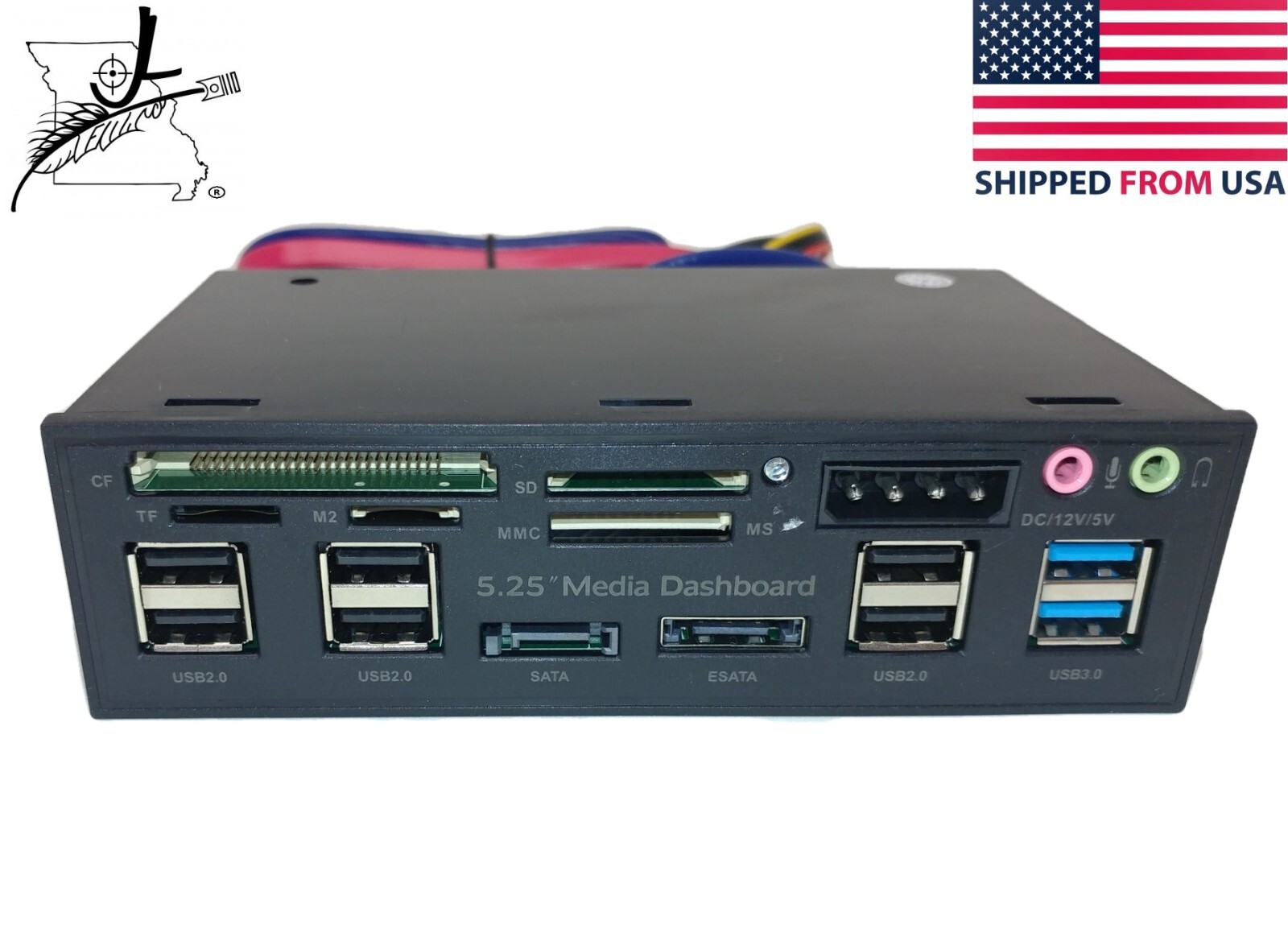 5.25" Bay Media Center SD Card Reader 8 USB Ports SATA CF ESATA 12V Audio Micro