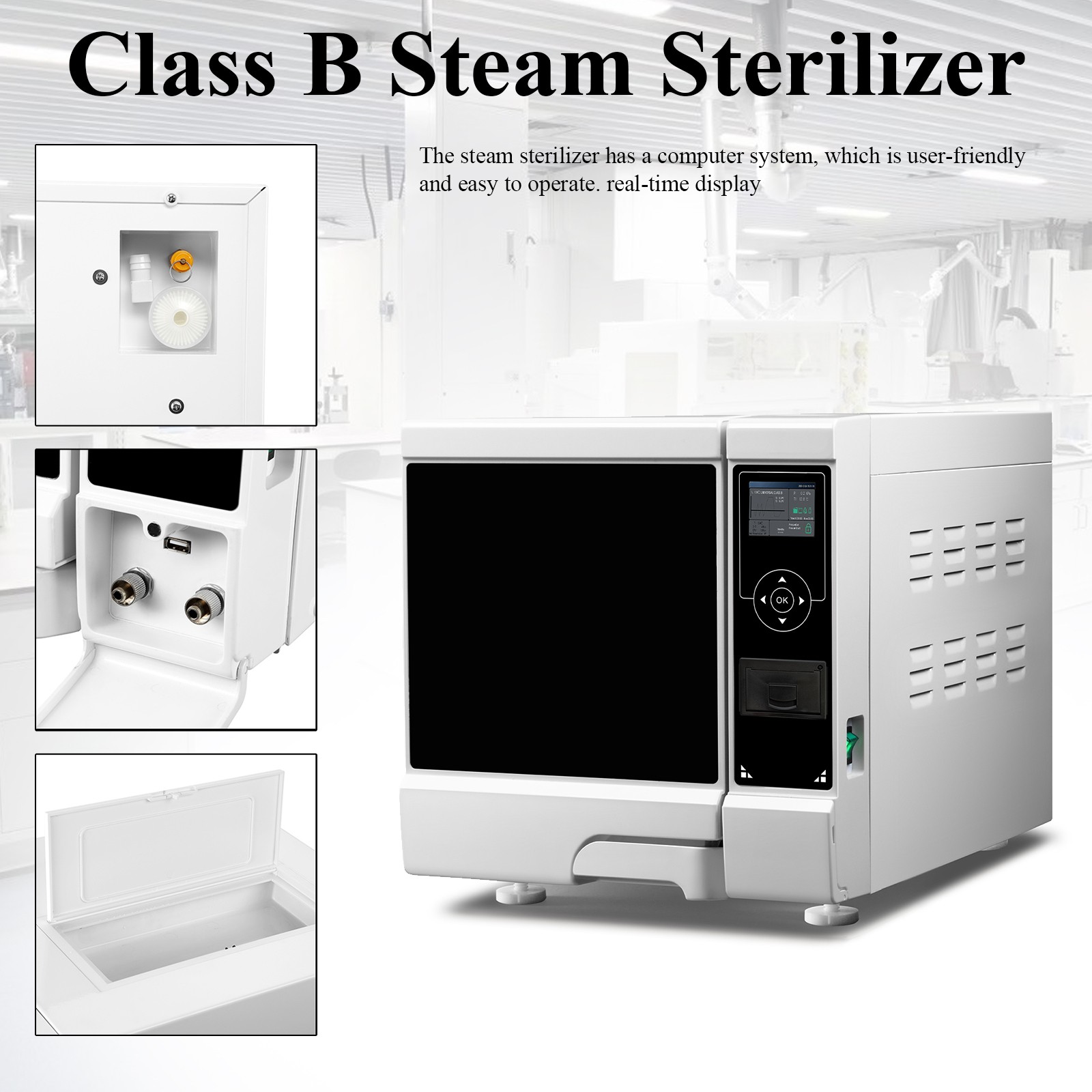 12L Dental Class B Triple 3 Pre-Vacuum Steam Autoclave Sterilizer+Drying+Printer