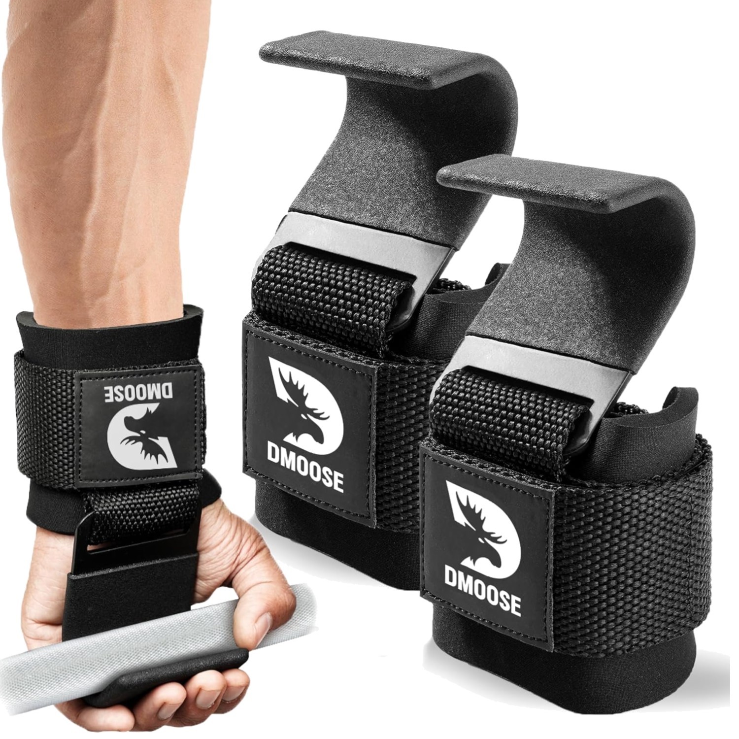 Heavy Duty Weight Lifting Hooks - Anti-Slip Grip