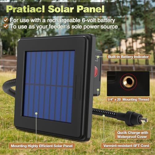 6V Deer Feeder Solar Panel, Efficient Solar Panel Charger with 5FT