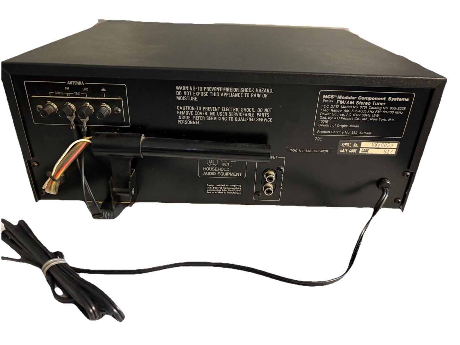 Modular Component Systems Vintage MCS 3701 AM FM Silver Faced Stereo Tuner Japan