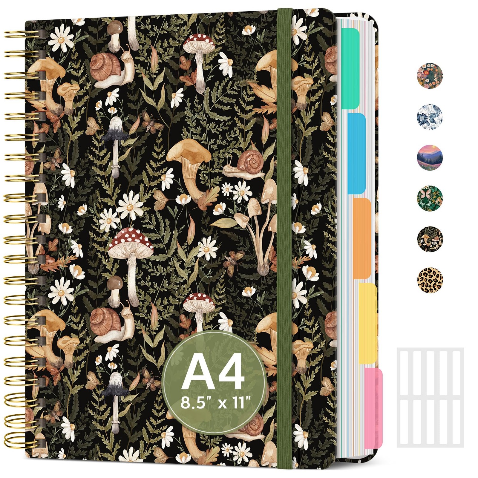 Large Spiral Notebook with Dividers & Tabs, 8.5" x 11" Hardcover 5 Subject No...