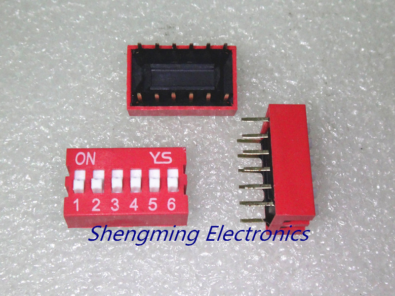 50PCS Slide Type Switch Module 6-Bit 2.54mm 6 Position Way DIP Red Pitch