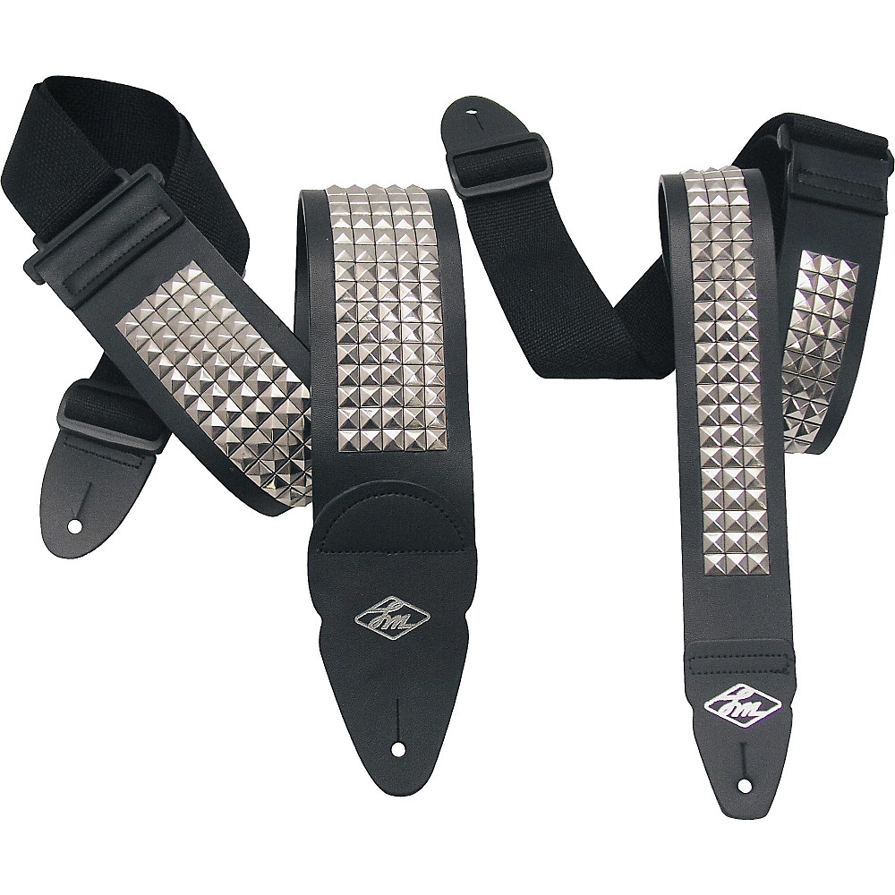 LM Products Studded Leather Guitar Strap Black 3 in.