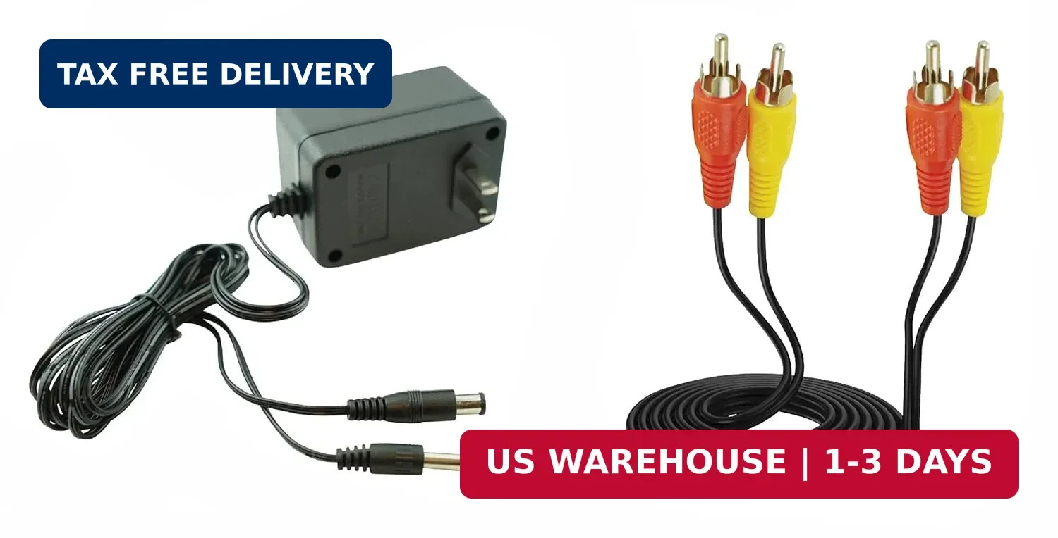 AC Power Supply Home Charger + Audio Video AV Cable RCA Adapter Cord To External