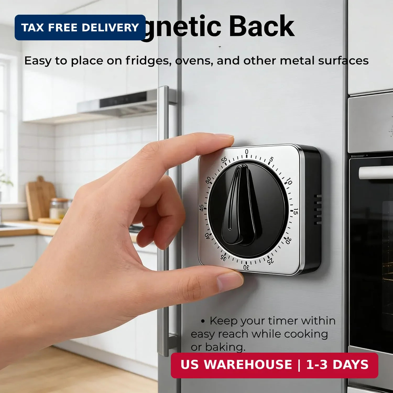 Kitchen Timers for Cooking, Mechanical Wind Up Timer with Loud Ring, Magn