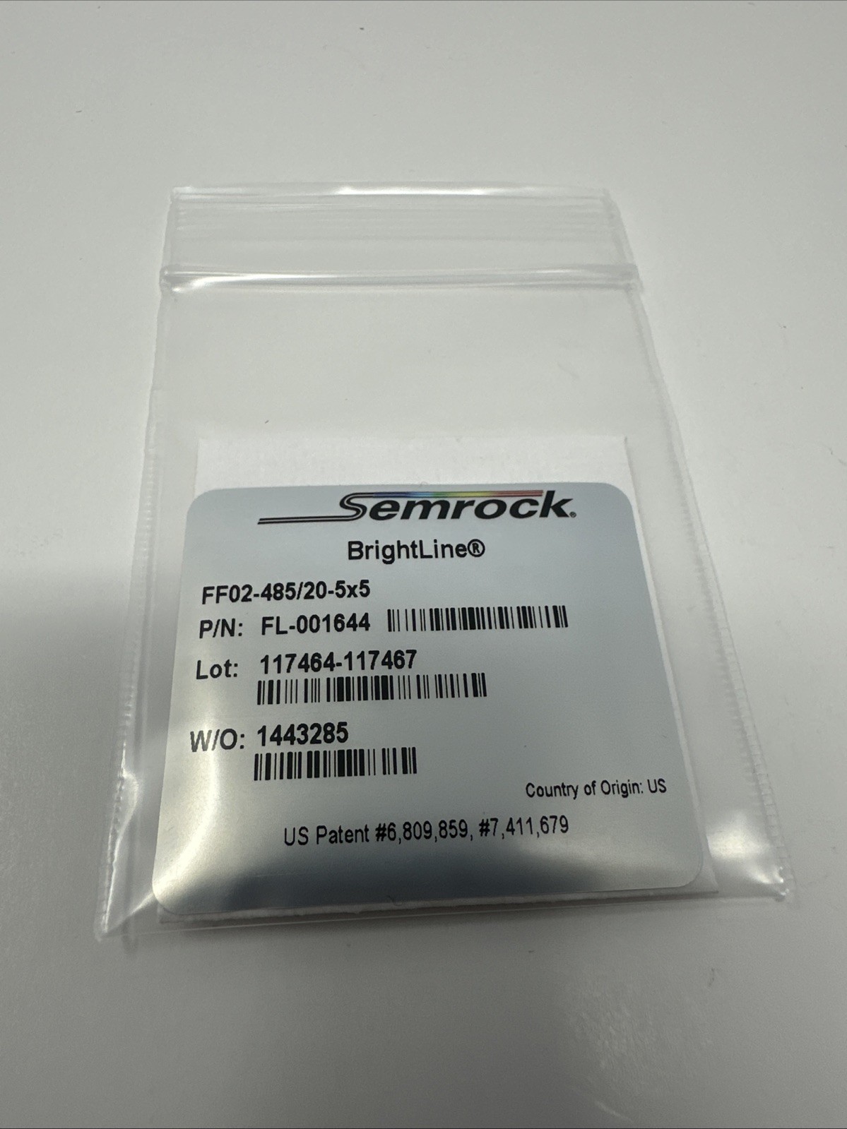 Semrock BrightLine FF02-485/20-5x5 Bandpass Filter