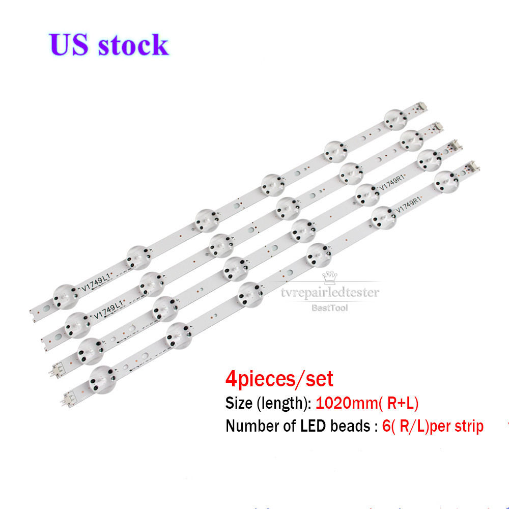 4pcs LED Strips for LG 49UV340C 49UJ6565 49UJ651V 49UJ670V 49UJ701V 49LJ614V