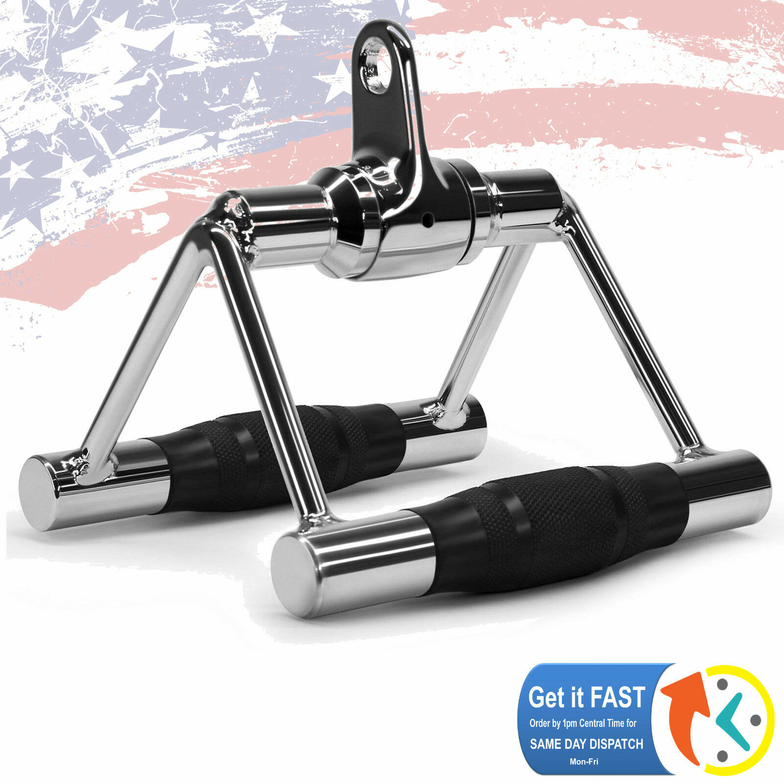 Double D Row Handle Cable Attachment for Weight Workout 360-Degree Rotational