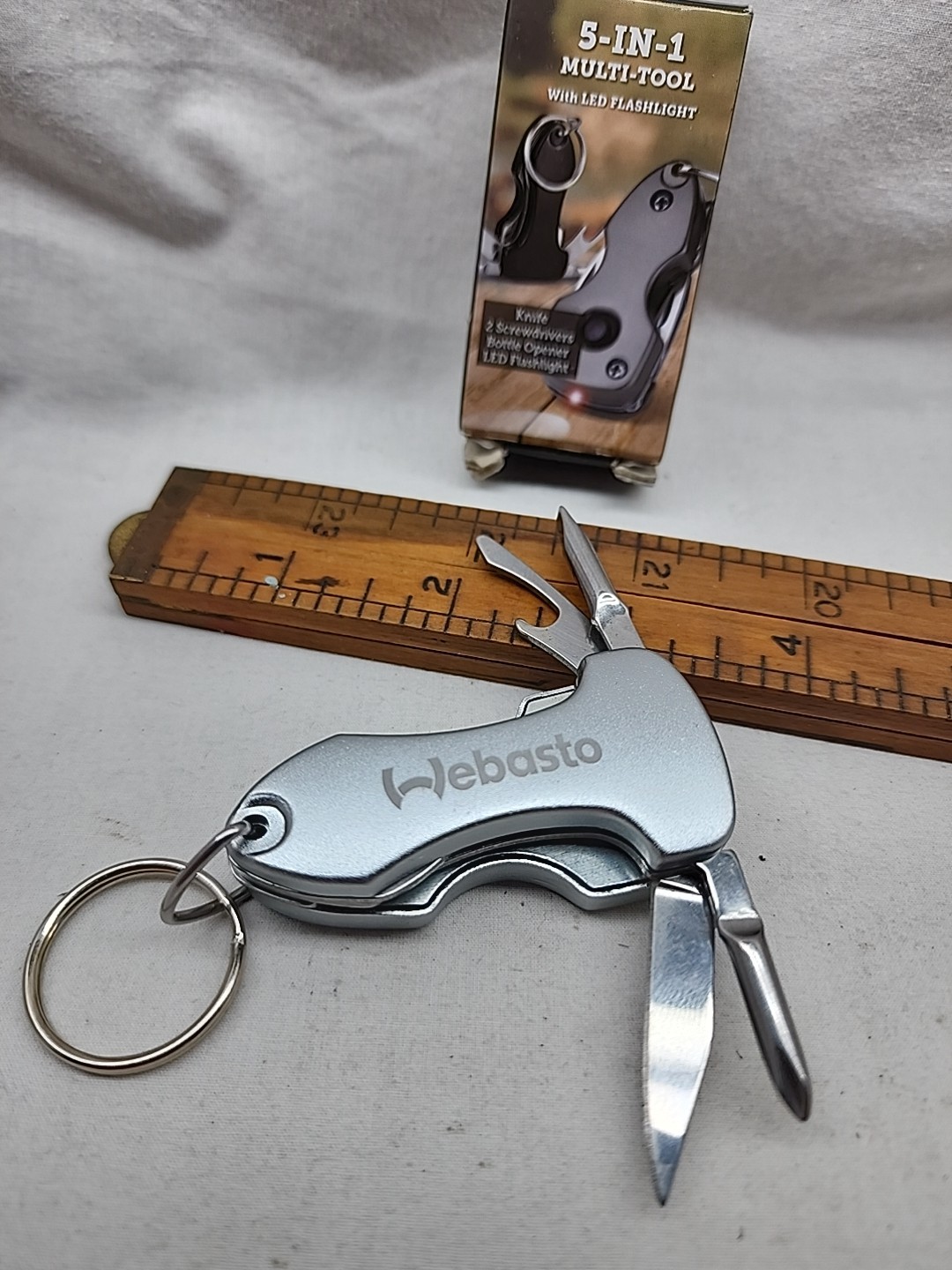 Webasto Mini Multi Tool Pocket Knife W LED Flashlight In Box