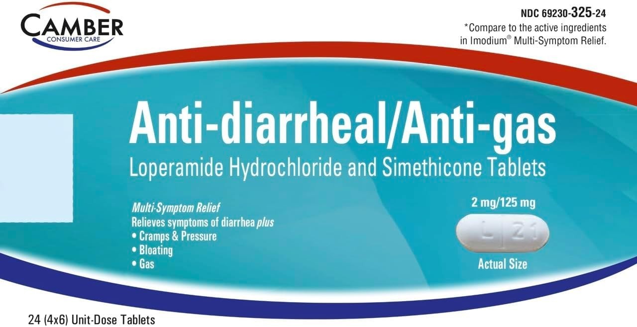 Camber Anti-Diarrheal + Anti-Gas Caplets 24 CT EXP 04/30/2026