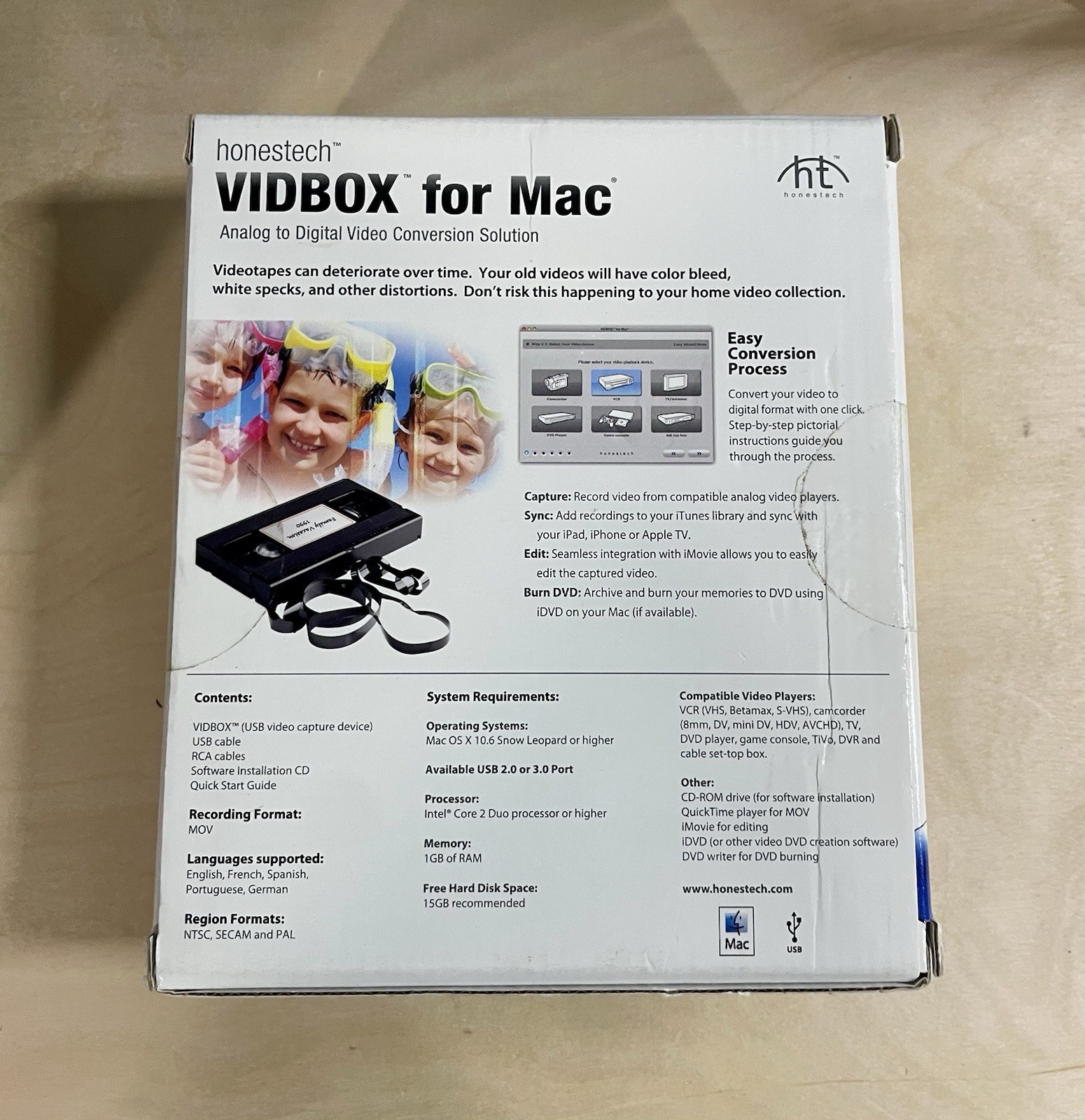 New Honestech VIDBOX Analog to Digital Video Conversion for Mac in Box